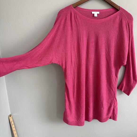 J. Jill Knit Sweater Linen Blend Woman’s S Pink Boat Neck Tunic 3/4 Sleeve - Picture 7 of 10
